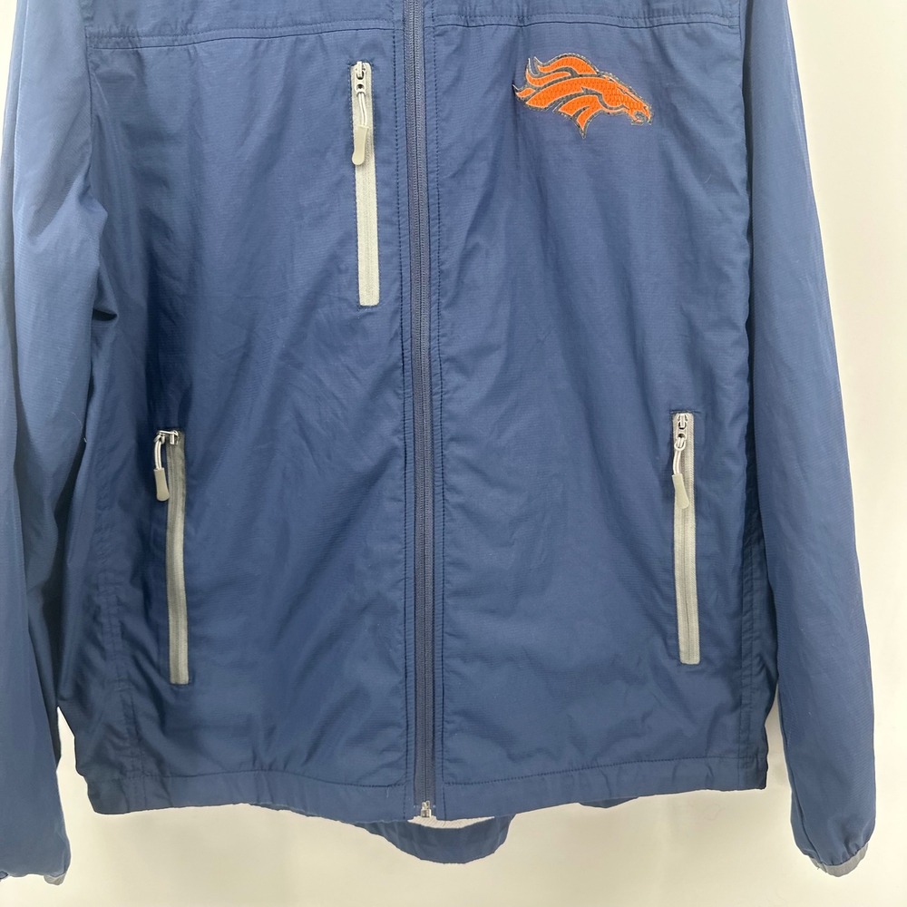 Denver Broncos Jacket Mens XL Navy Blue Full Zip Hooded Windbreaker NFL - Picture 12 of 16